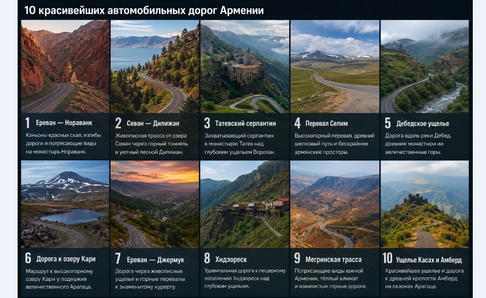 10 красивейших автомобильных дорог Армении: бери авто на прокат и наслаждайся
